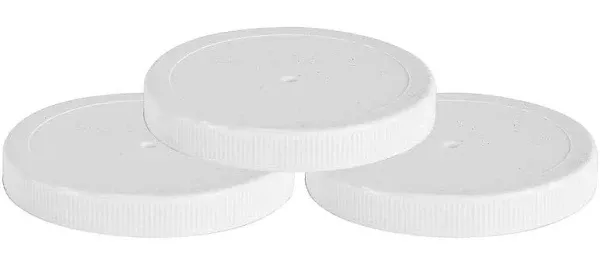 Plastic Fermentation Lids 3 Pack White 110/400 Size Replacement Caps with Liners