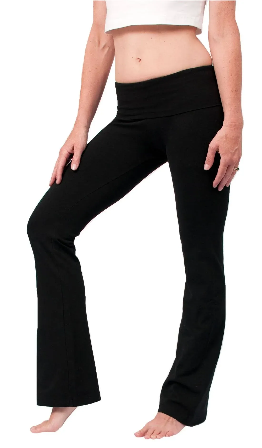 Hard Tail Foldover Bootcut Yoga Pants - Black (S, Black)