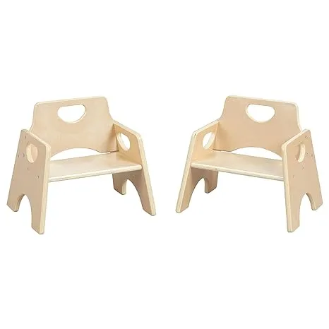 Ecr4kids Stackable Wooden Toddler Chair 6in 2-Pack Natural