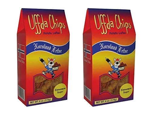 Uffda Chips -2 Pack - Made from Real Lefse - 6 oz. by Norsland Lefse (Cinnamon Sugar)