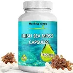 Healing Drops Sea Moss Capsules – Irish Sea Moss 1600mg – Keto Alkaline Non-GMO Diet - Raw Organic Wildcrafted Sun-Dried Seamoss Gel Powder - Thyroid