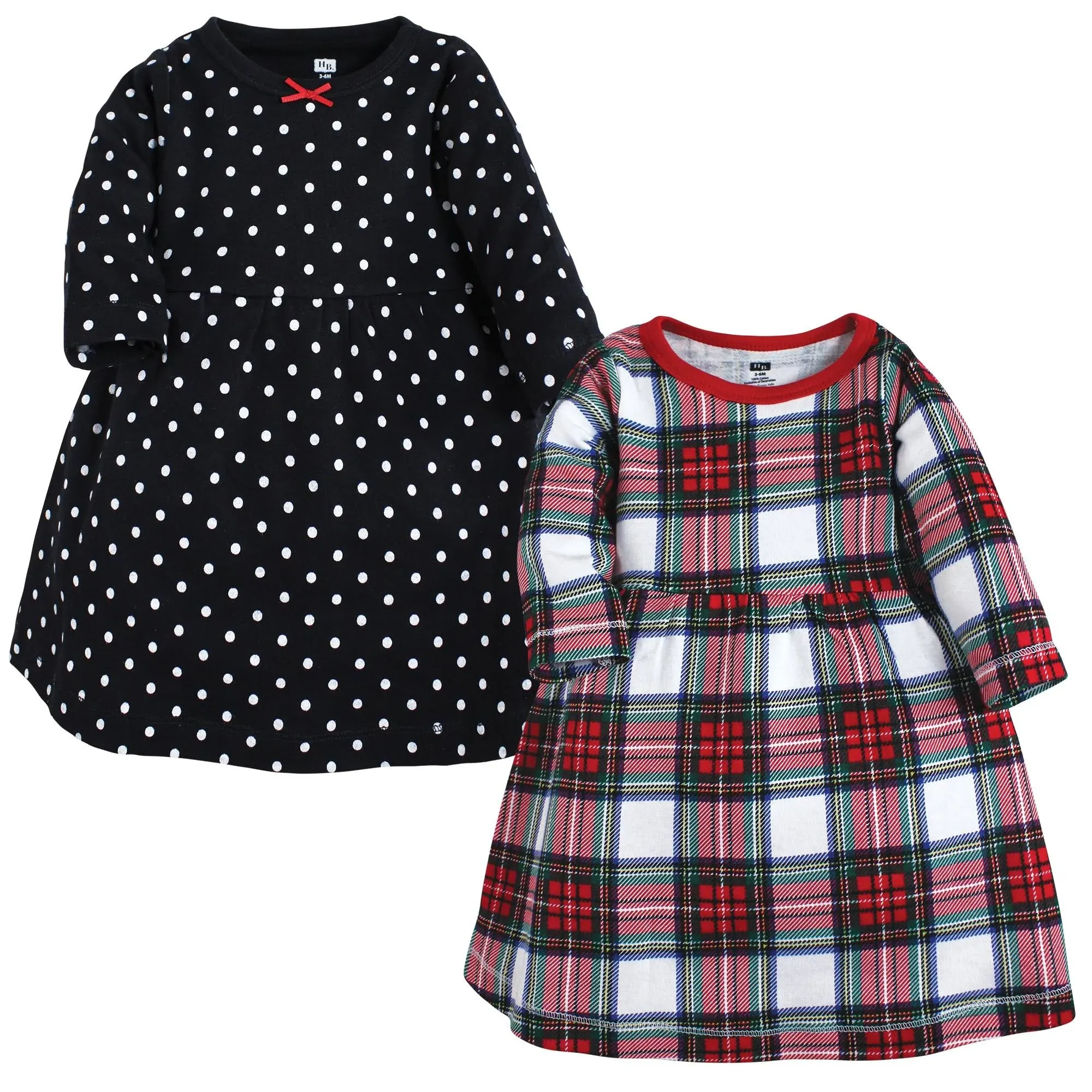 Hudson Baby Infant and Toddler Girl Cotton Dresses, White Tartan