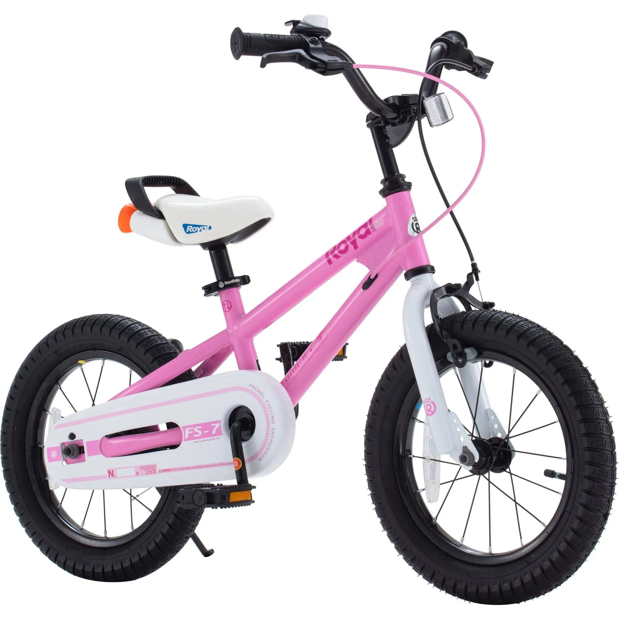 Royalbaby Freestyle 7 Kids Bike Toddlers 14 inch Wheel Bicycle Beginners Girls Ages 3-5 Years, Kickstand and Water Bottle Included, Pink