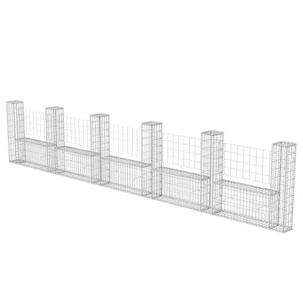 vidaXL Gabion Basket U-Shape Galvanized Steel 224.4x7.9x39.4