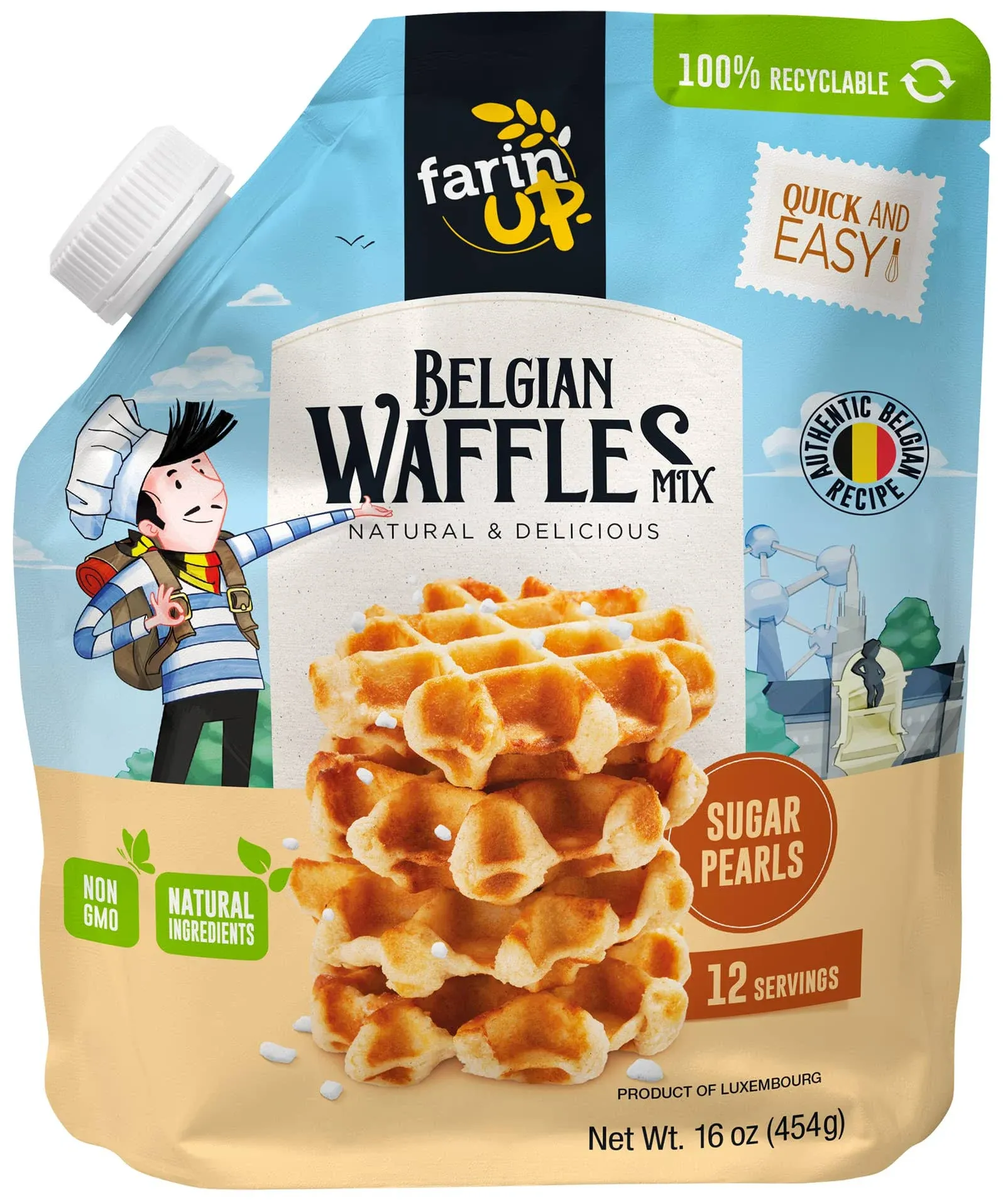 Farin' Up Waffles Mix, Belgian - 16 oz