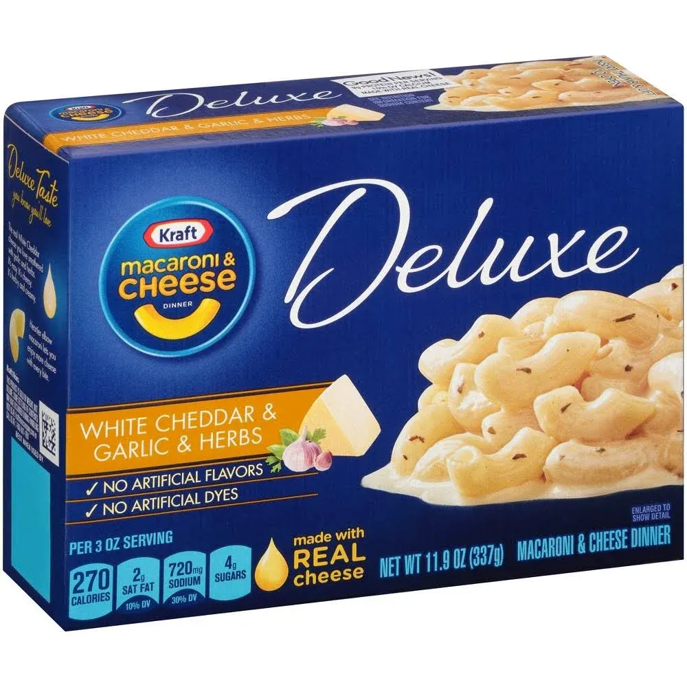 Kraft Deluxe Macaroni & Cheese Dinner, White Cheddar & Garlic & Herbs