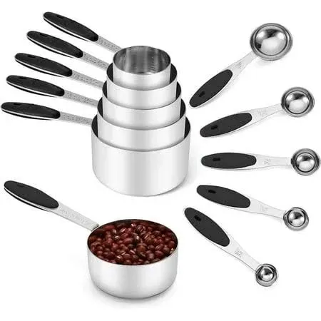 Joyhill Stainless Steel Measuring Cups and Spoons Set of 10 Piece, Nesting