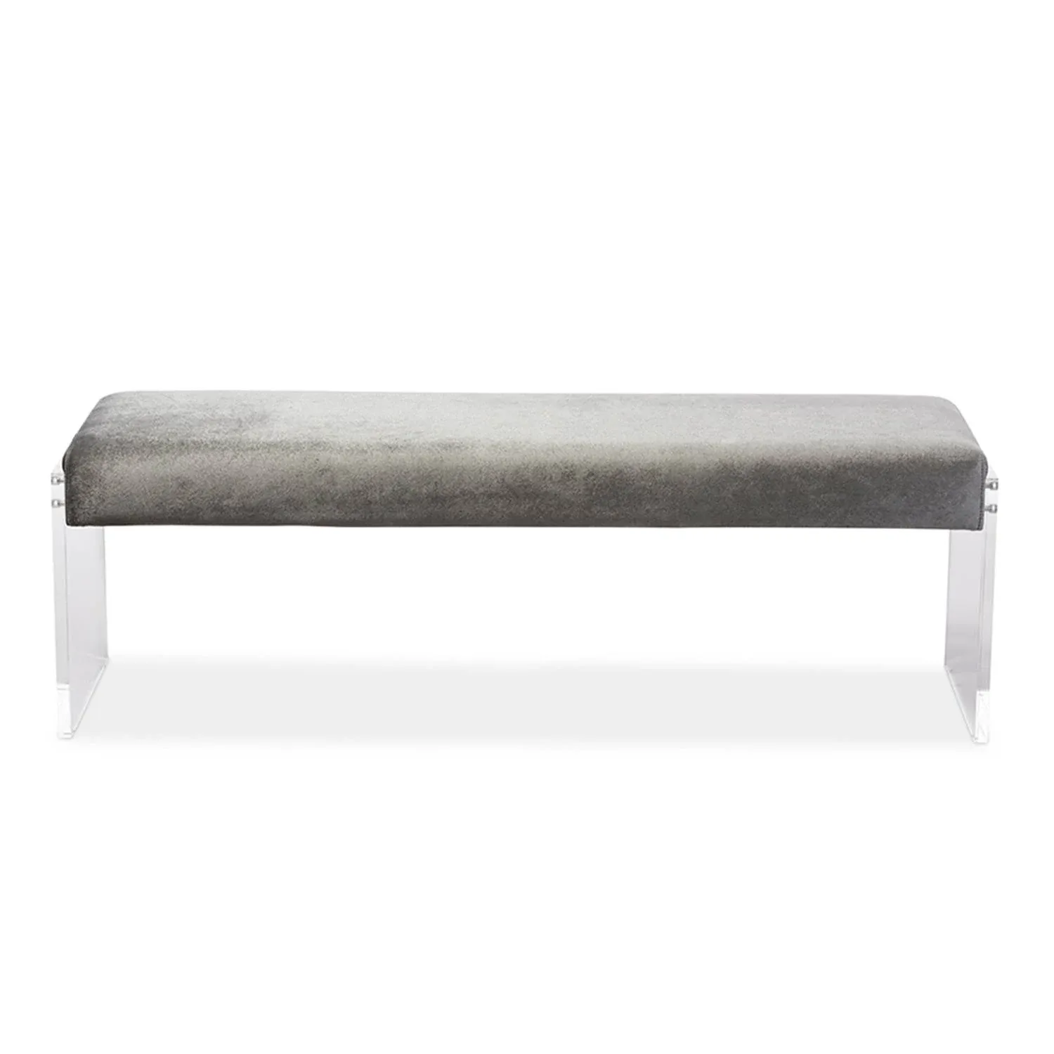 Baxton Studio Hildon Grey MicroSuede Fabric Upholstered Lux Bench with Paneled ...