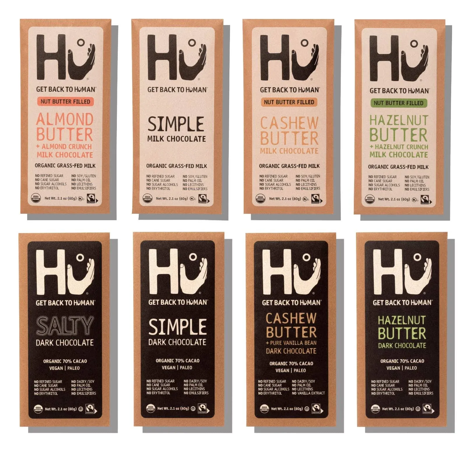 Hu Grass-Fed Milk Chocolate and Dark Chocolate Sampler Pack | Natural Ingredients ...