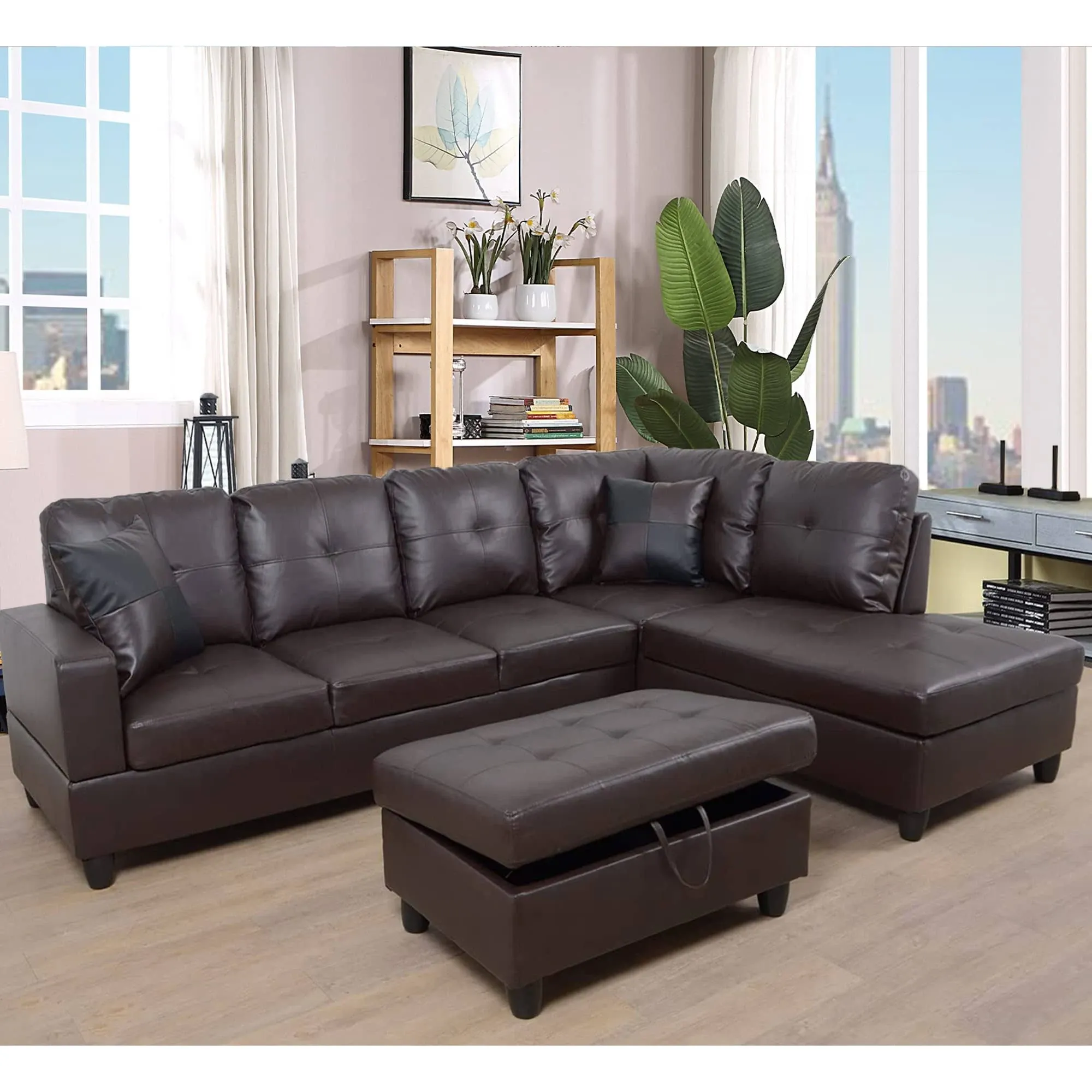 UBGO Sectional, Living Room Furniture Sets,Modular L-Shaped Two Cup Holders and ...