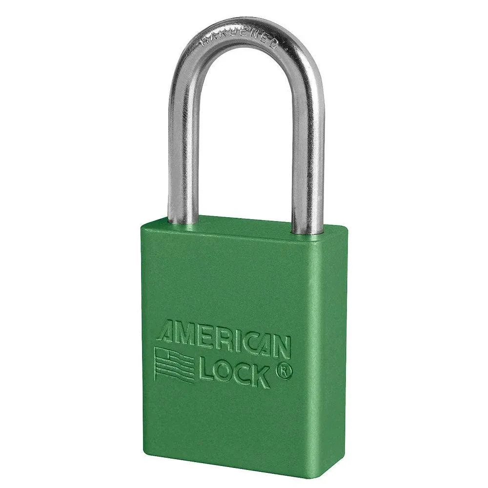 Master Lock - Anodized Aluminum Safety Padlock - 1-1/2" Shackle - Keyed Alike Green