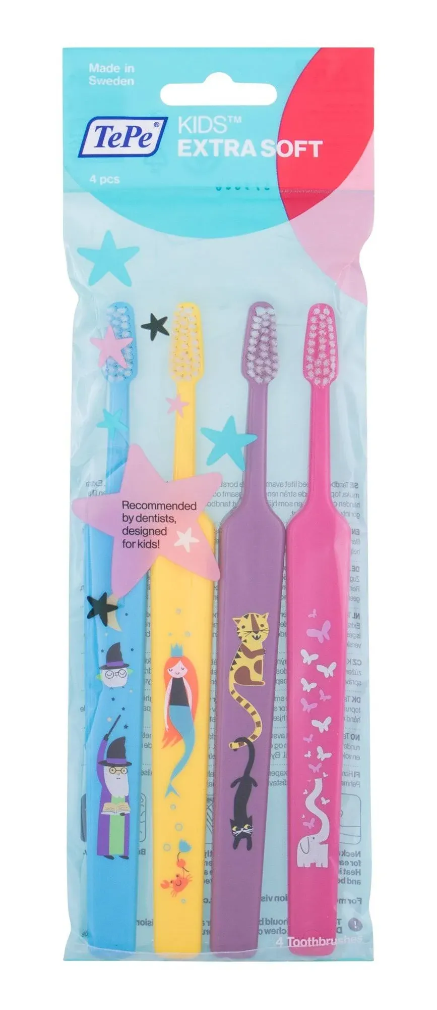 TEPE Kids Toothbrush, Extra Soft Kid and Toddler Toothbrush for Ages 3+, 4 Pack