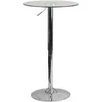 Flash Furniture 23.5" Round Adjustable Height Glass Table