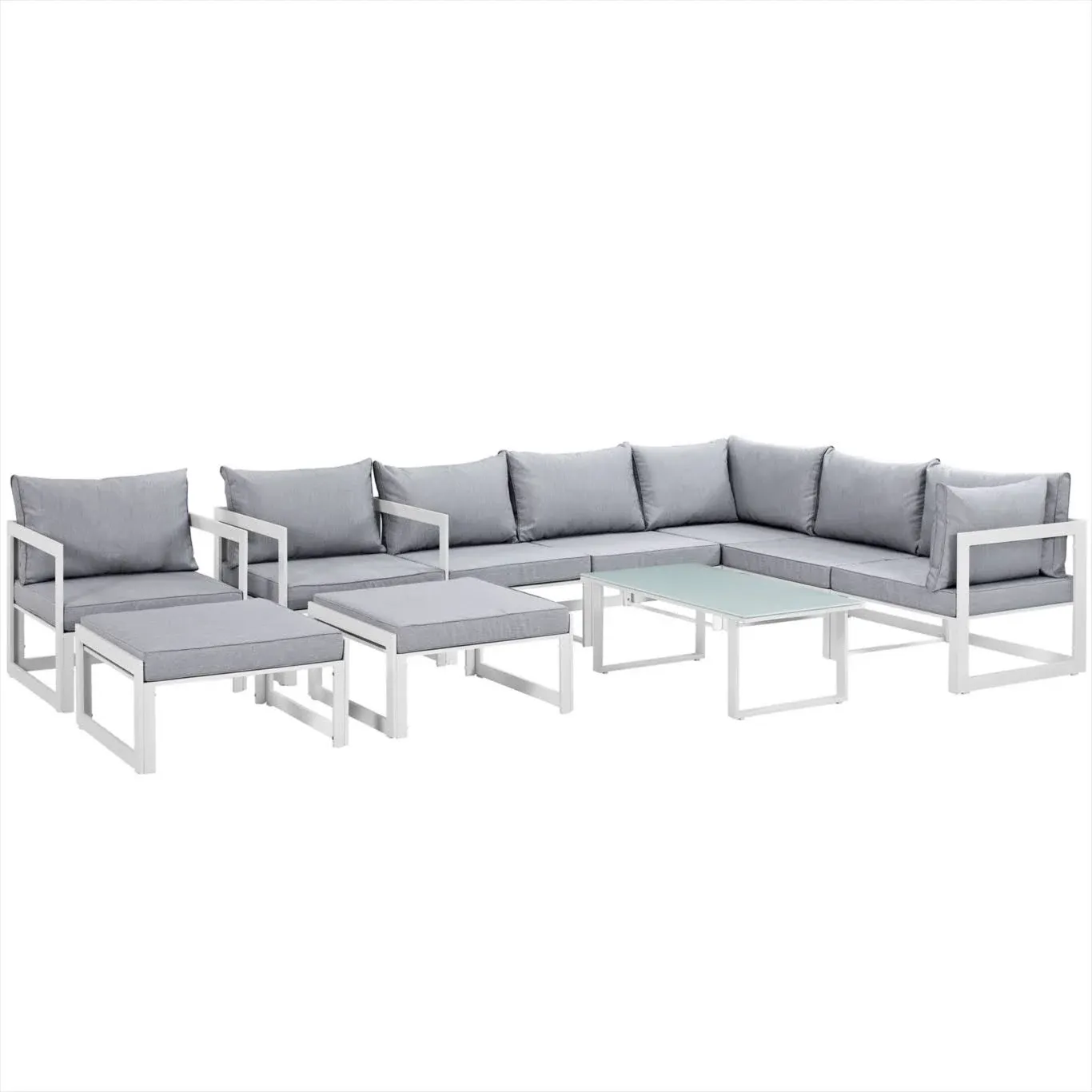 Modway Fortuna 10 Piece Outdoor Patio Sectional Sofa Set