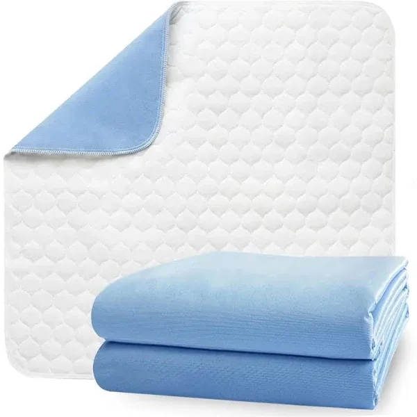 Washable Underpads 34”x36” 2 Pack 4-Layers Waterproof Bed Pads Ultimate Prote...