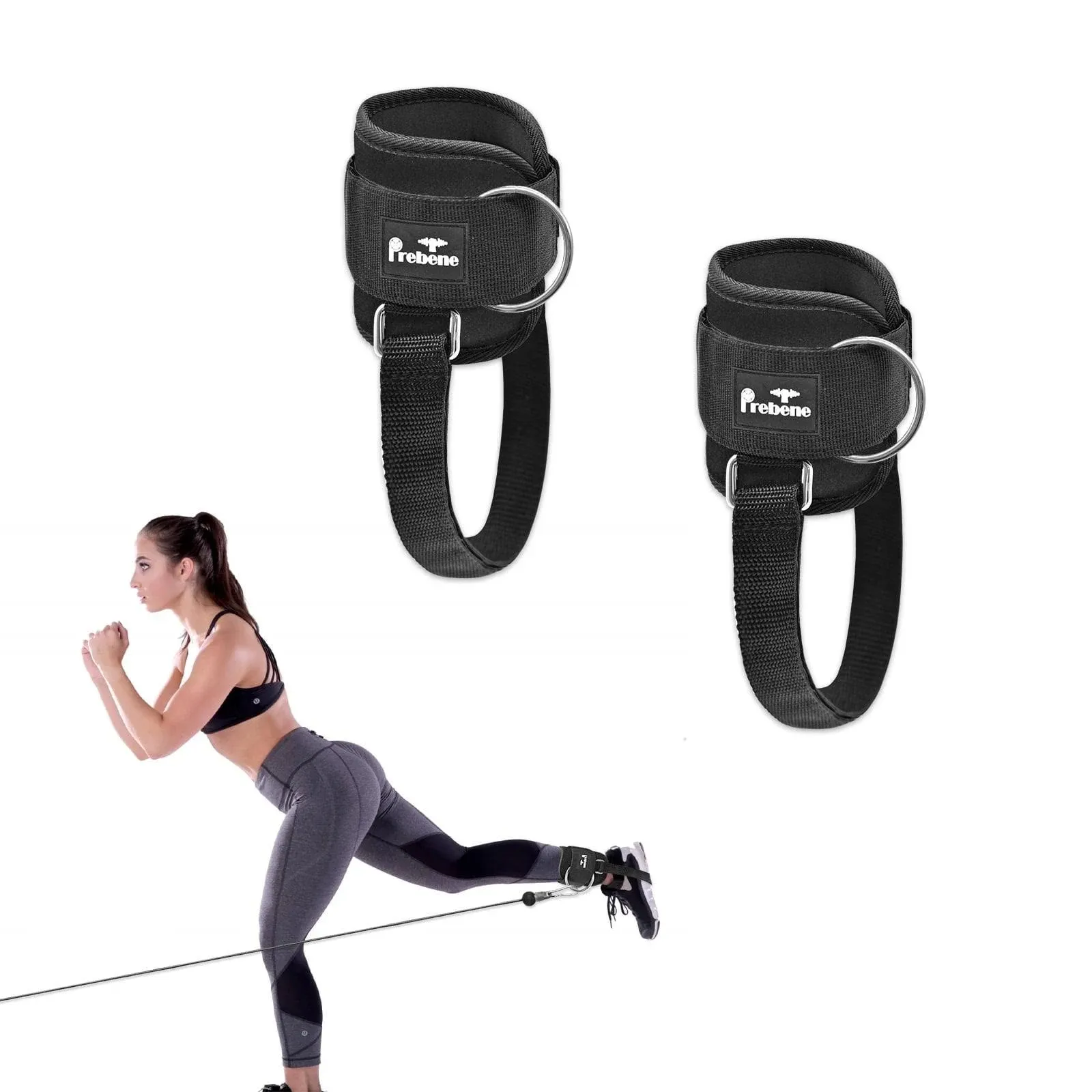 Prebene Ankle Strap for Cable Machines, Adaptive O-Ring for Glute & Leg Workouts, Adjustable Ankle Cuffs for Kickbacks, Hip Abductors, Leg