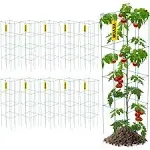 VEVOR Tomato Cages, 14.6" x 14.6" x 39.4", 6 Packs Square Plant Support Cages, Green PVC-Coated Steel Tomato Towers for Climbing Vegetables, Plants, Flowers, Fruits