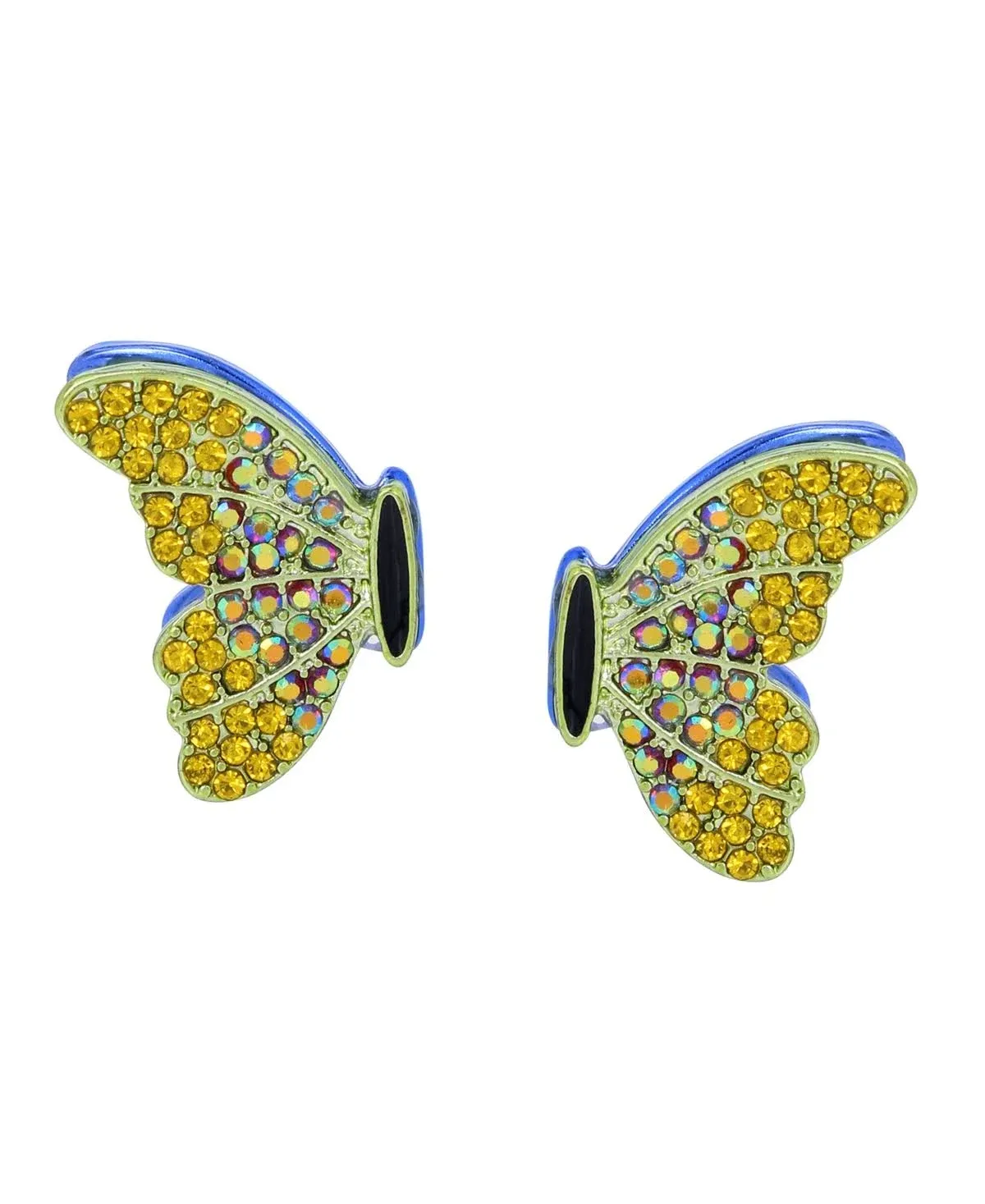 Betsey Johnson | Faux Stone Butterfly Wing Stud Earrings - Green, Gold | Realry