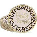 Sparkle and Bash 48 Pack Cheetah Print Paper Plates for Party Animal Safari Birthday Supplies (9 in)