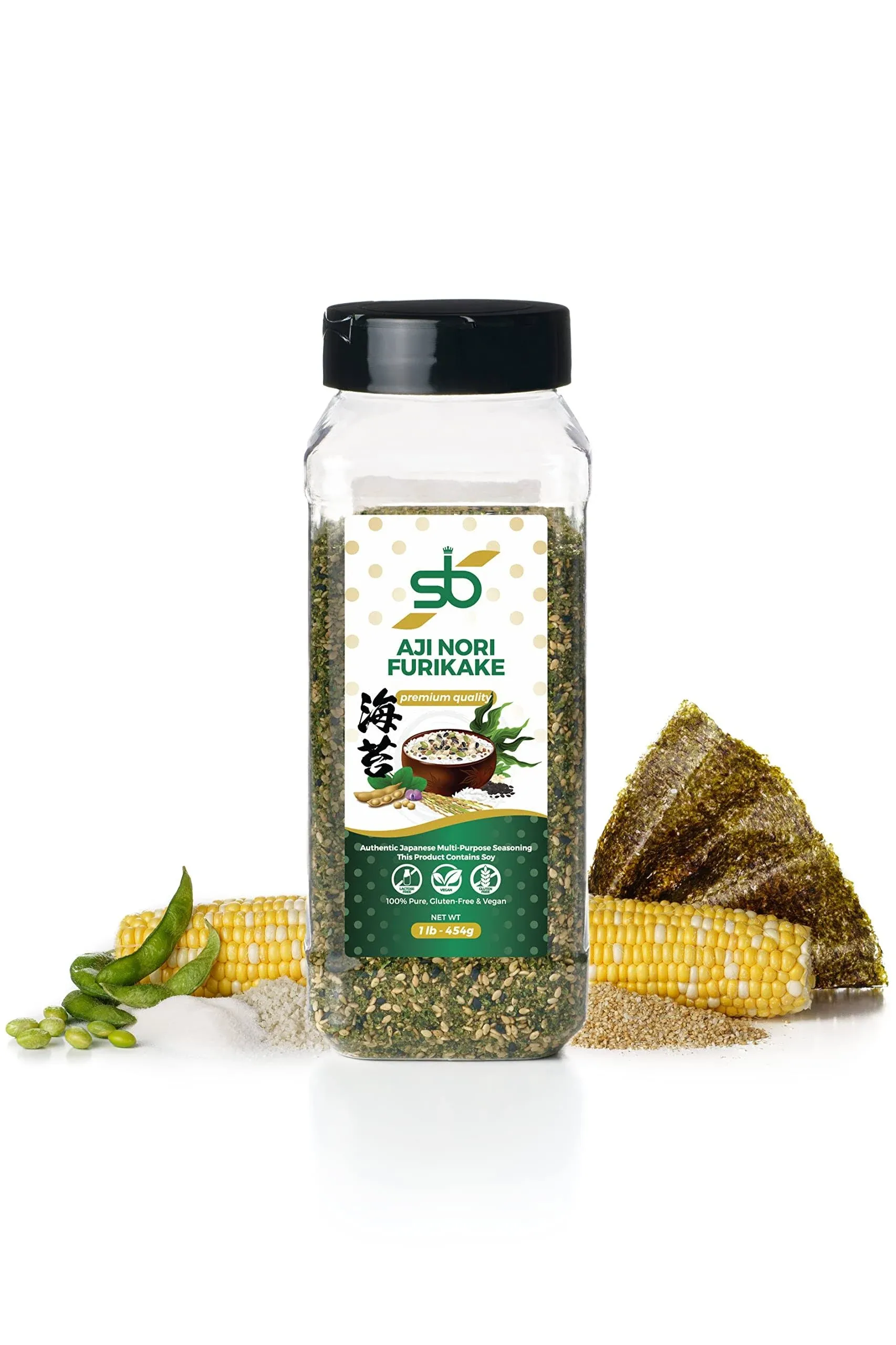 S-B SPICES Aji Nori Furikake Seasoning (1lb/454g) Authentic Japanese Seasoning for Rice Vegetables, French Fries, Salmon and More Traditional Japanese Rice Seasoning Gluten Free and Vegan