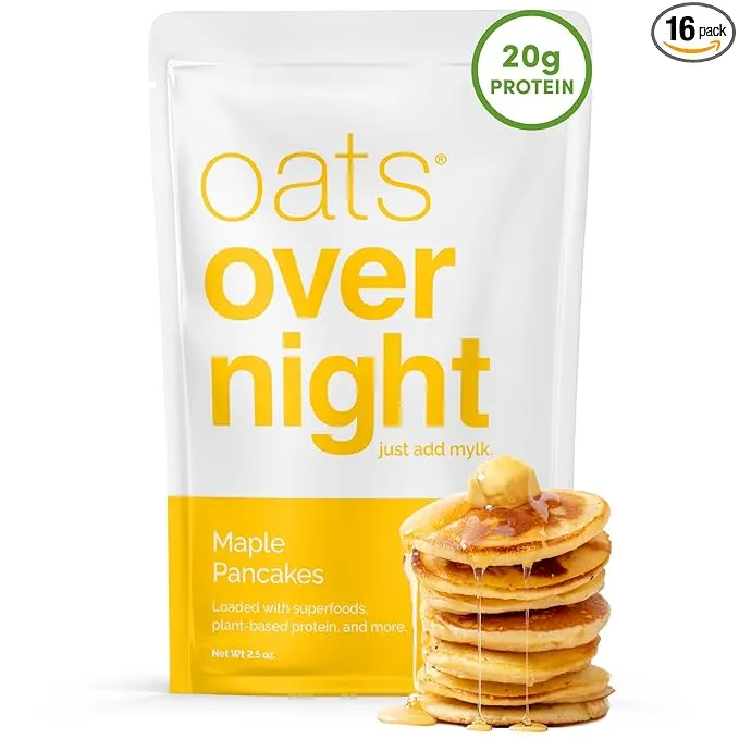 Oats Overnight - Maple Pancakes (16 Pack) Dairy Free, High Protein, Low Sugar ...