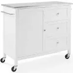 CROSLEY FURNITURE Kitchen Island W/ Stainless Steel Top Adjustable Shelf White