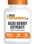 Bulksupplements.com Acai Berry Extract Capsules, 1000mg - Energy, Immune, & Skin Support Supplements (120 Veg Capsules - 60 Servings), Size: 120