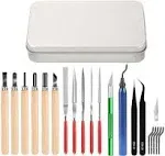 MILUOSONG 25pcs Precision Hobby Craft Set 3D Printer Tool Box with Exacto Knife,Hand File,Deburring Tool, Carving Knife Suitable for Sanding, Carving,