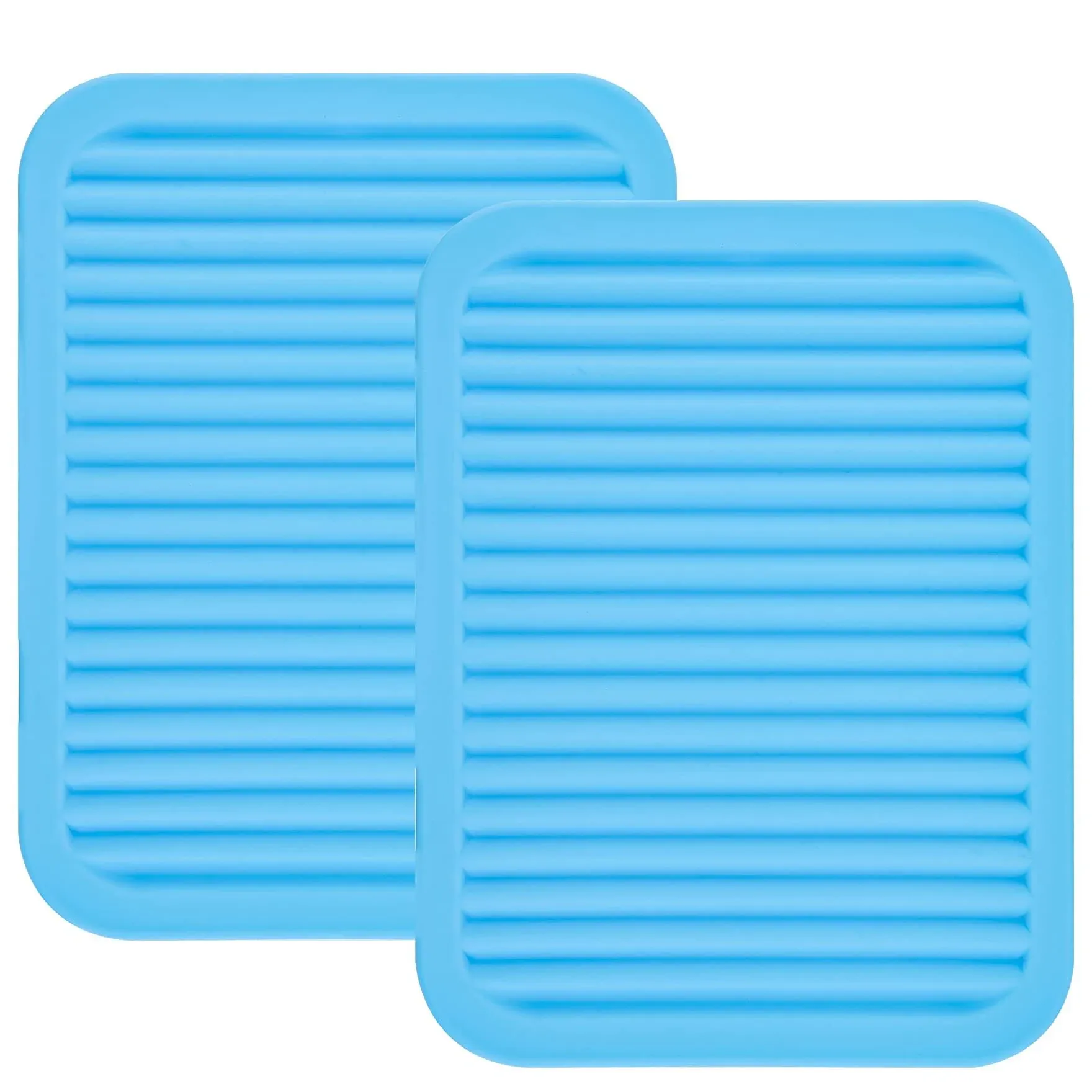 Smithcraft Lucky Plus Silicone Trivet Mat for Dish Hot Pads for Counter Top,Pan and Pot Heat Resistant Workshop, 2 Pack,Size:9x12 Inches, Color: Blue,Shape:Rectangular