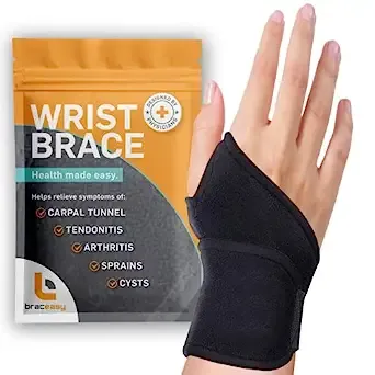 BracEasy Wrist Brace: Left & Right Hand Wrist Brace/Wrist Support Wrist Wraps - Carpal Tunnel Wrist Brace for Night Support - Wrist Brace for Wrist