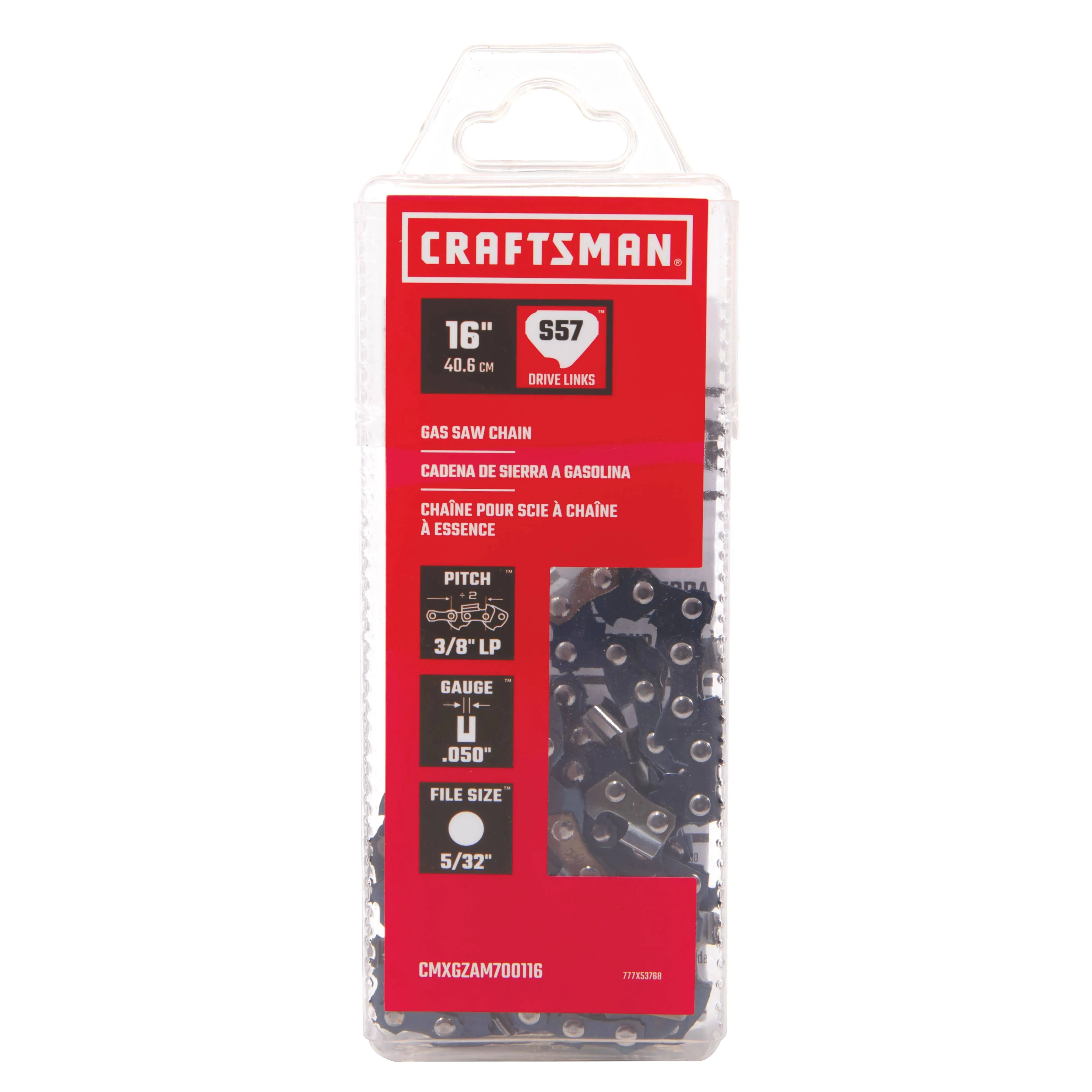 CRAFTSMAN 57 Link Replacement Chainsaw Chain For 16-in, 0.05-in Gauge, 3/8-in Pitch