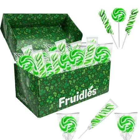 St. Patrick&#039;s Day Swirl Variety Lollipops, Party Favor Box, 24-Pack