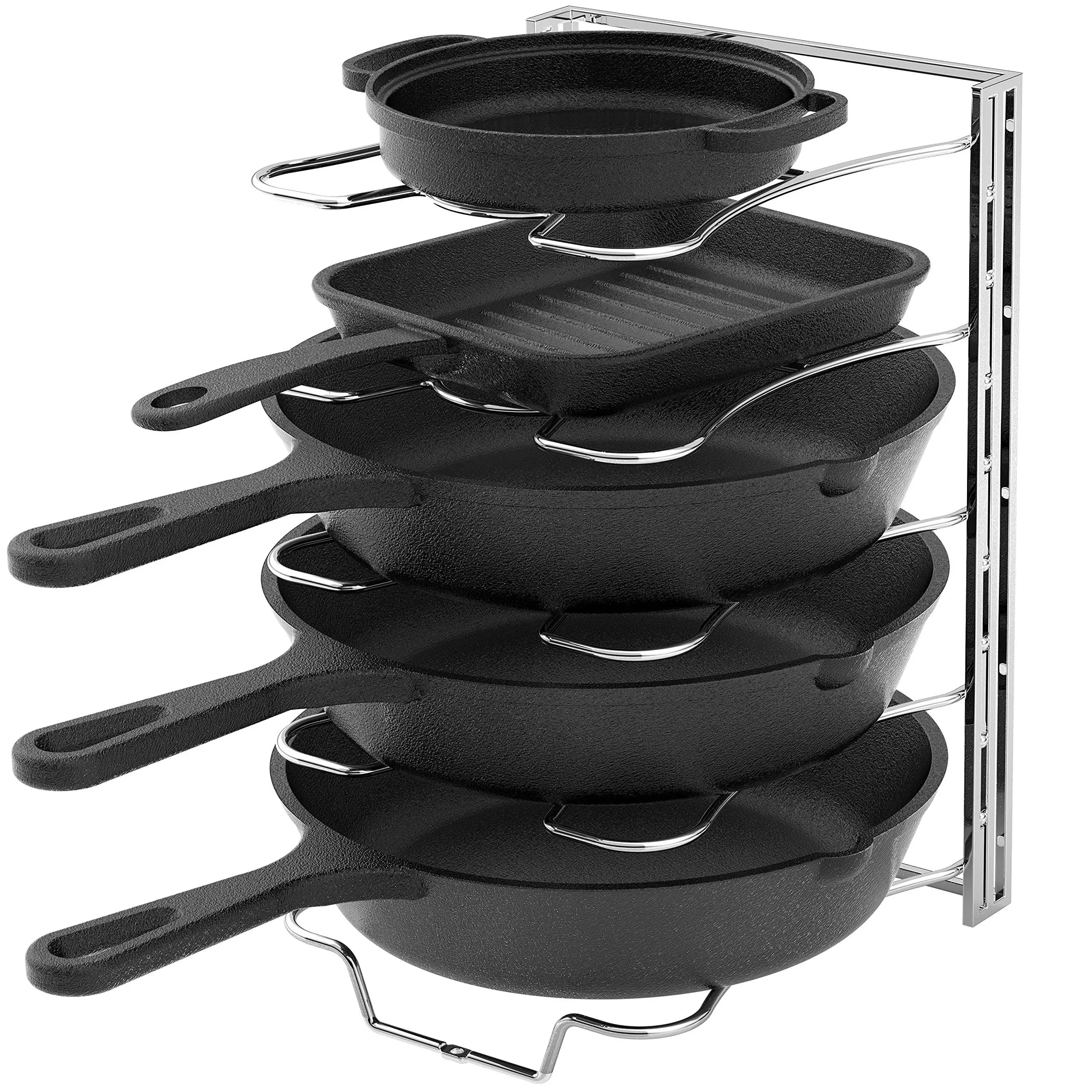 Simple Houseware Iron 5 Compartments Height Adjustable Pan Organizer, Black