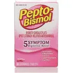 Pepto Bismol Original Chewable Tablets for Upset Stomach & Diarrhea Relief, over-the-Counter Medicine, 12 Ct