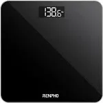 RENPHO Digital Bathroom Scale, Highly Accurate Core 1S Body Weight Scale with Lighted LED Display, Round Corner Design(11"/280mm, Black)