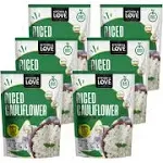 Kitchen & Love Riced Cauliflower 8 oz (6 Pack) | Low Carb Rice Alternative, Vegan, Gluten Free, Ready to Eat Food or Mic