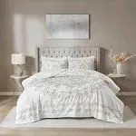 Madison Park - Violette 3 Piece Tufted Cotton Chenille Coverlet Set - Ivory/Taupe - King/Cal King