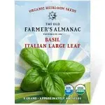 The Old Farmer's Almanac Organic Basil Seeds (Italian Large Leaf) - Approx 450 Seeds - Certified Organic, Non-GMO, Open Pollinated, Heirloom