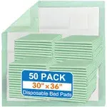 MILDPLUS Disposable Bed Pads 30“X36” (50pcs) Extra Large Underpads for Incontinence Disposable Pads for Adult, Bedwetting Child or Pets (90g/Piece,