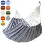 Gocan Brazilian Double Hammock 2 Person Extra Large 330X150cm Load Capacity 600pound Canvas Cotton Hammock for Patio Porch Garden Backyard Lounging