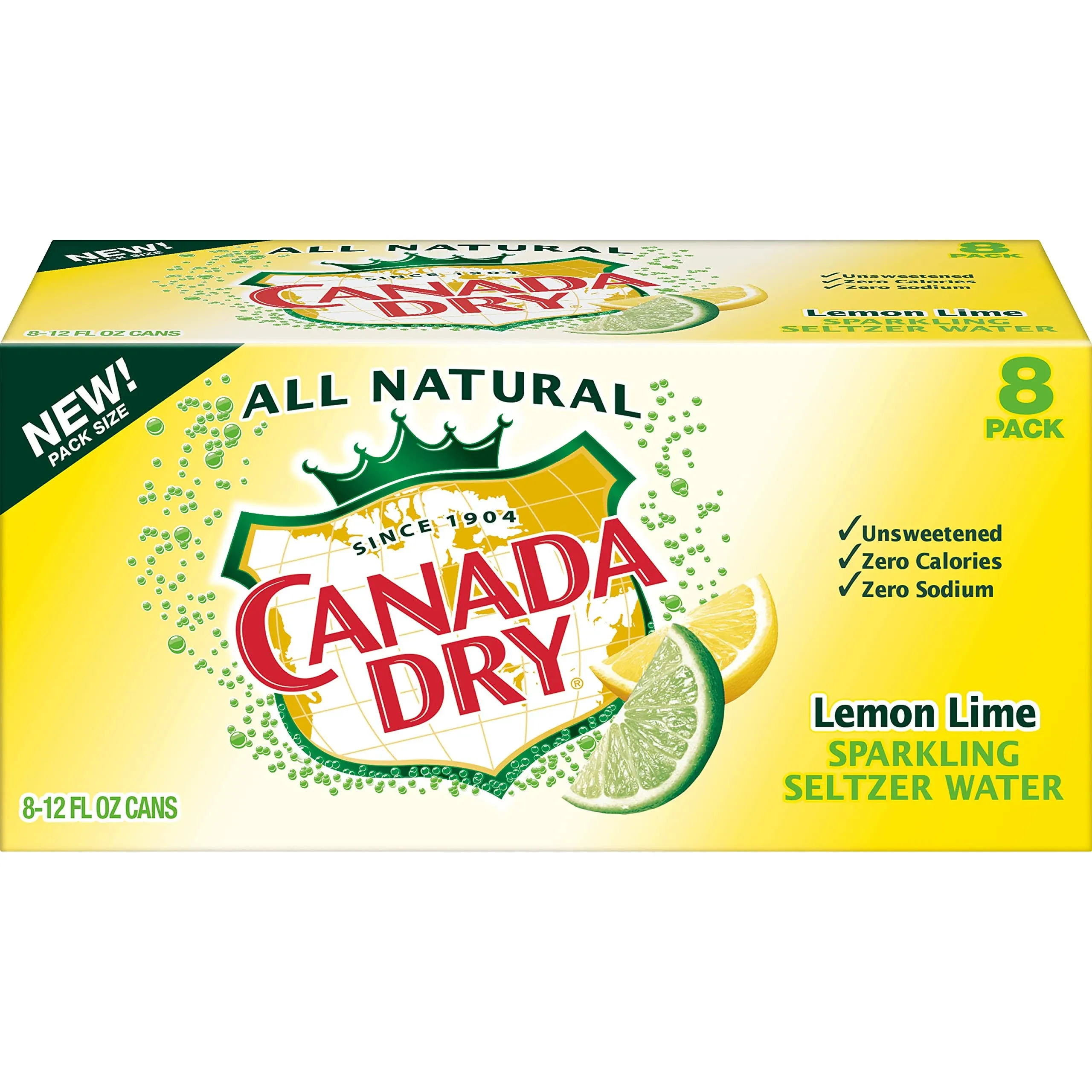 Canada Dry Lemon Lime Sparkling Seltzer Water, 12 Fluid Ounce Can, 8 Count