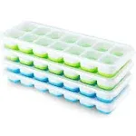 Ice Cube Trays 4 Pack, Airabc Silicone with Removable Lid, Easy-Release Flexible 14-cube Trays, LFGB Certified and BPA Free, Stackable Covers for Cocktail, Freezer