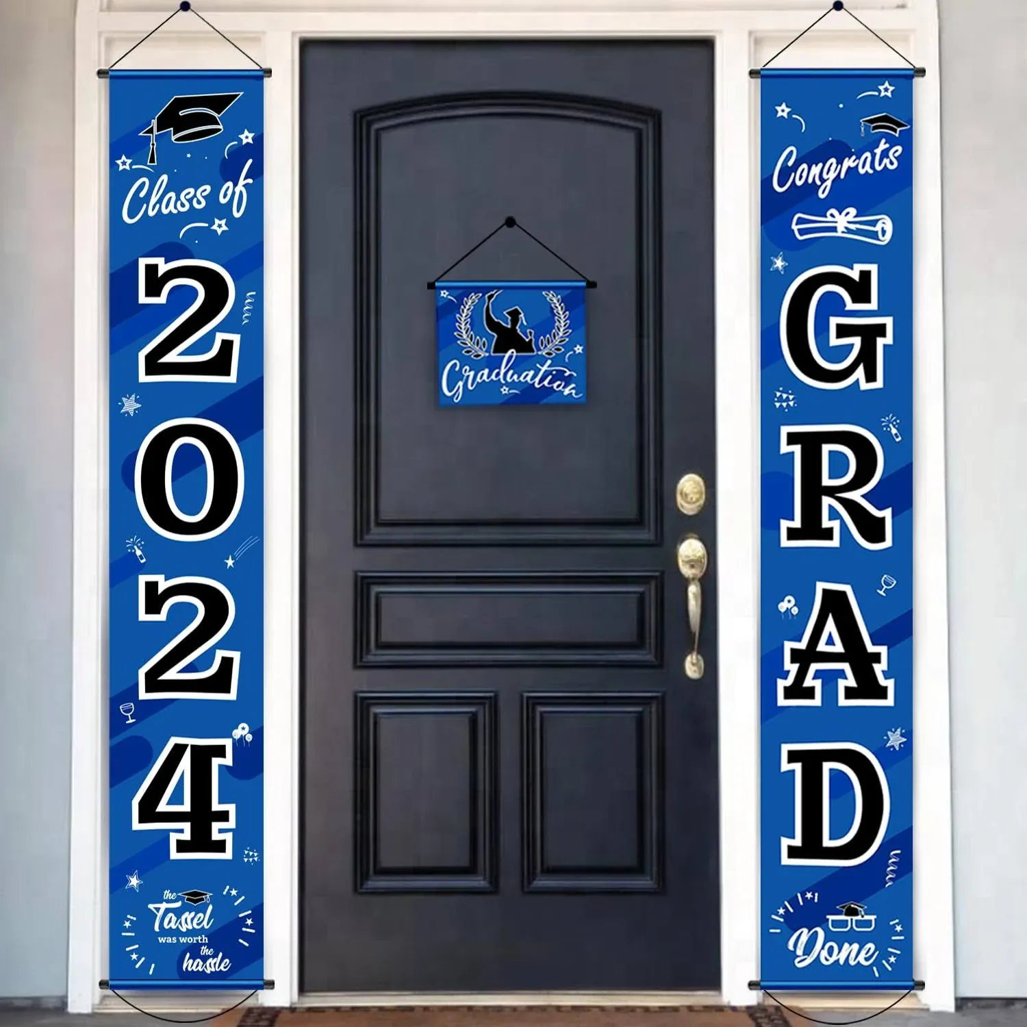 2024 Graduation Decorations 3 Pcs Class of 2024 Congrats Grad Banner Blue and...