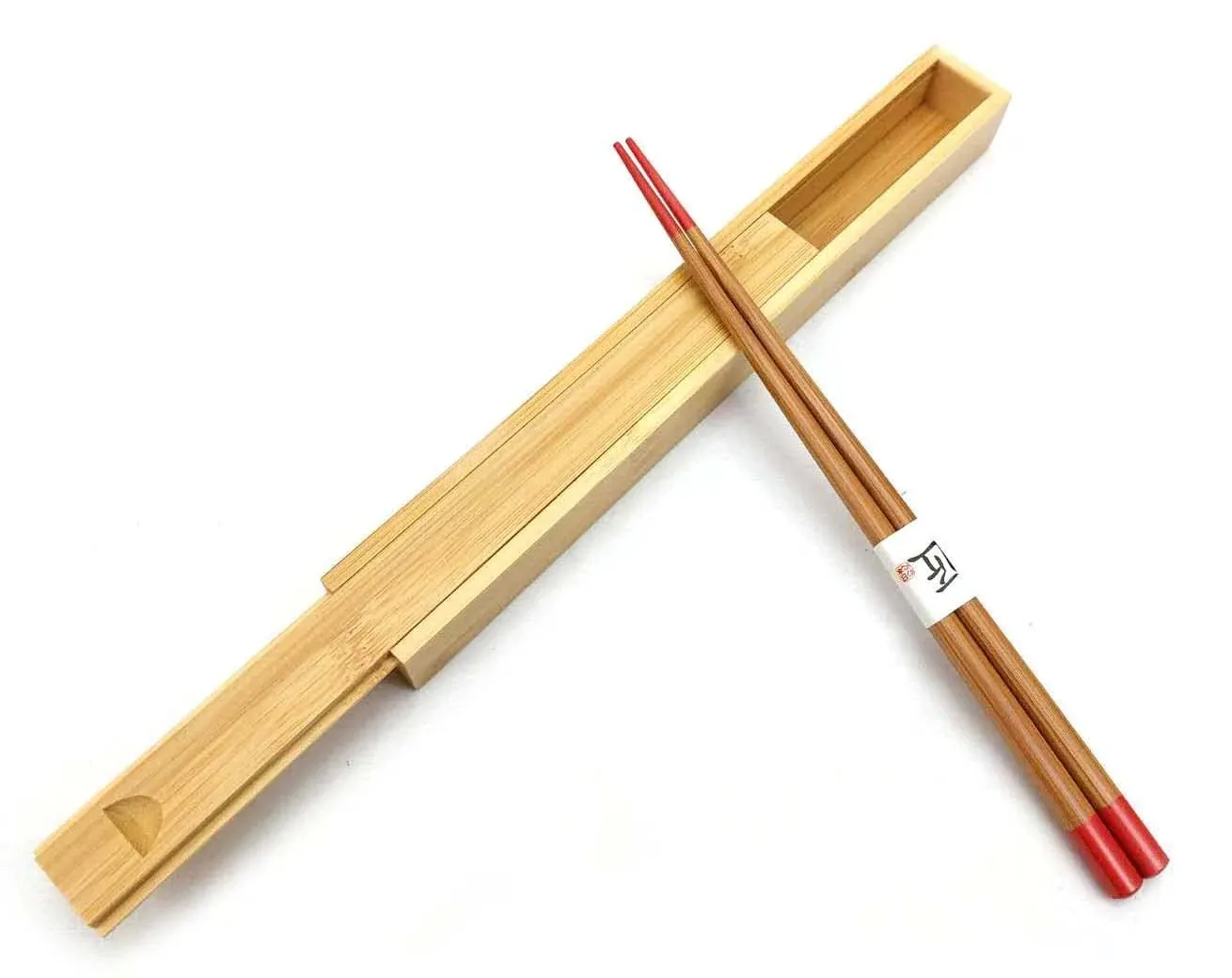 JapanBargain Bamboo Travel Chopsticks with Case, Red #cc72, Portable