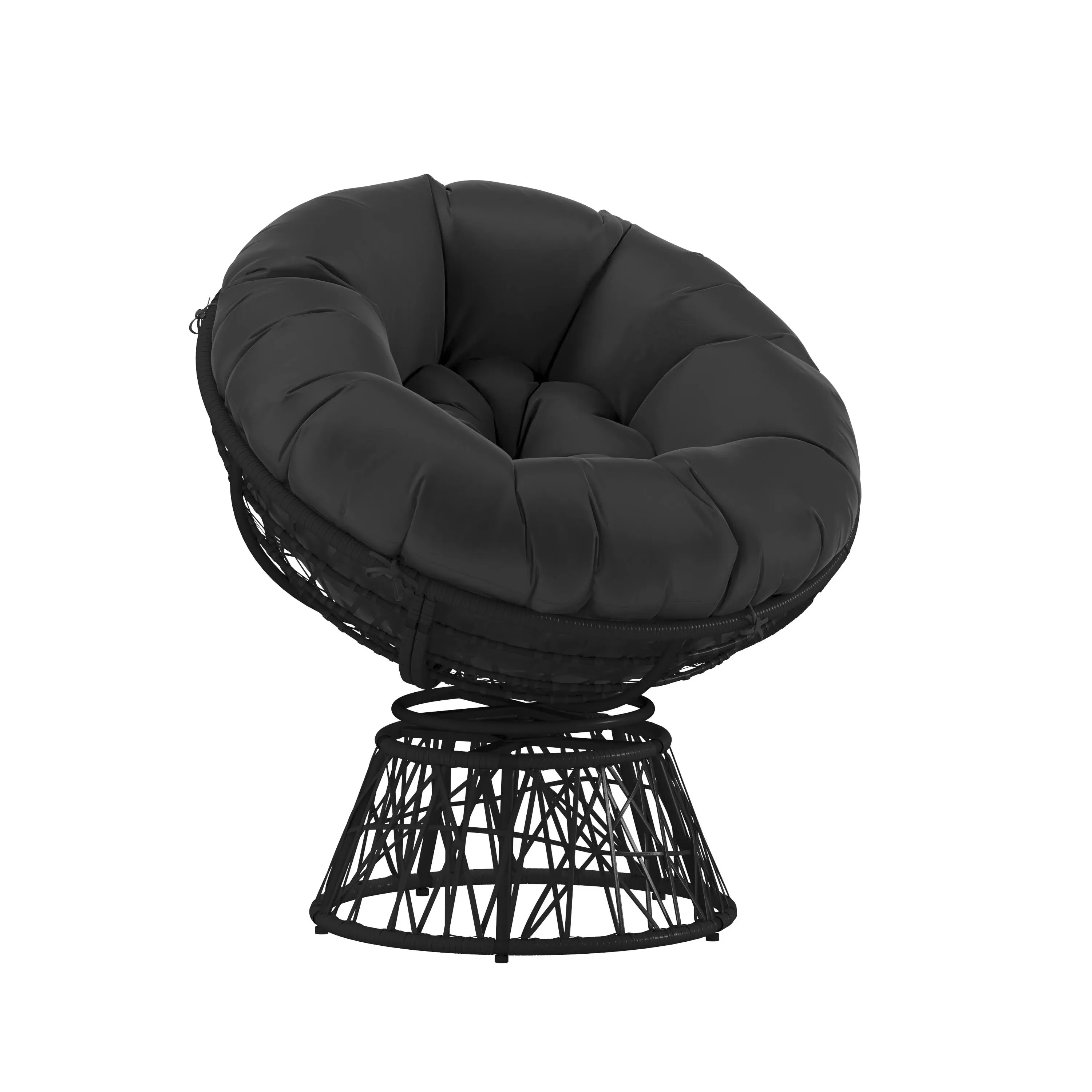 Flash Furniture Bowie Comfort Series Black Swivel Patio Chair with Black Cushion