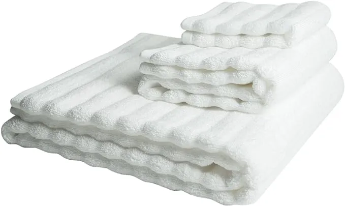 Nutrl Home Classic Bath Towel Set - Antimicrobial 100% Supima Cotton (White) Premium Luxury Bath, Hand, Washcloth Towels Perfec