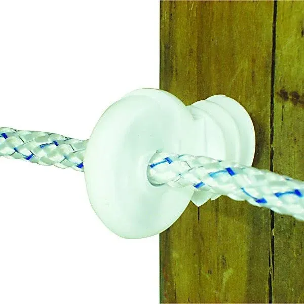 Field Guardian Wood Post - Screw in Ring Insulator - Polyrope - White