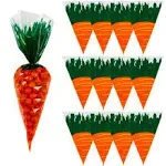 Cellophane Carrot Shaped Bags (12 Pack) Easter Party Supplies