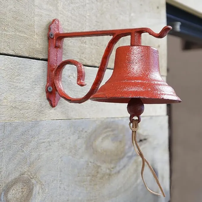 NACH Classic Fine Cast Iron Rustic Hanging Doorbell 8.5x5x6.5 Inches Small An...