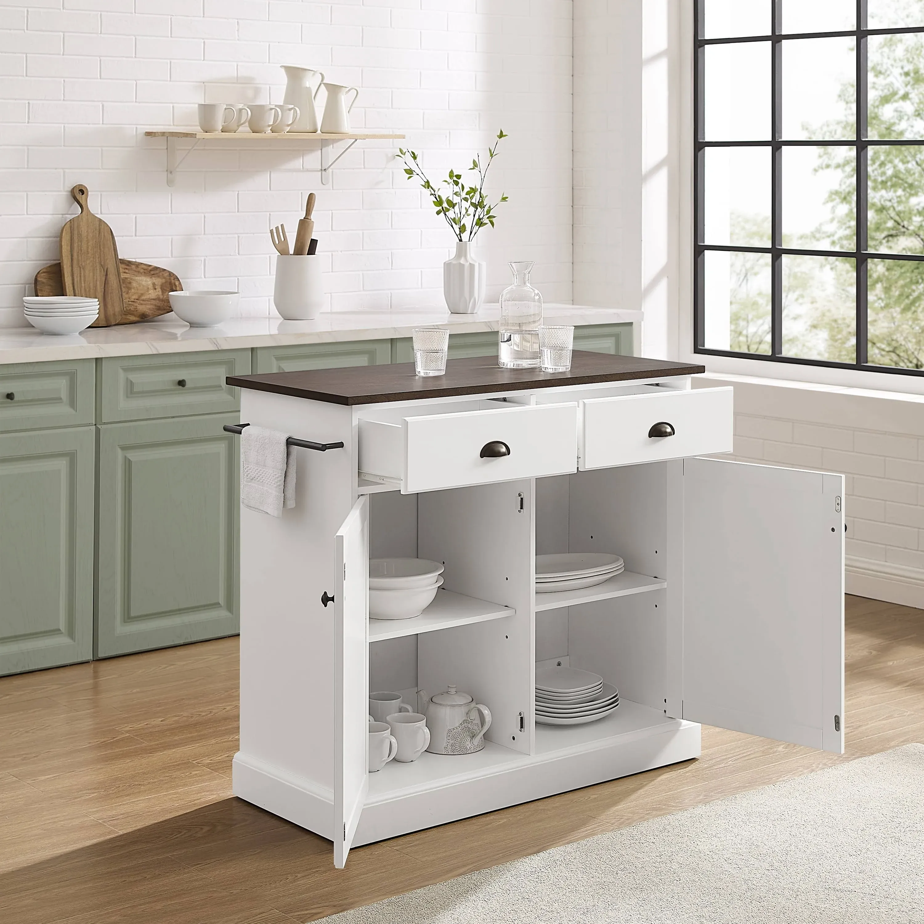 Shoreline Kitchen Island White/Dark Brown - Crosley